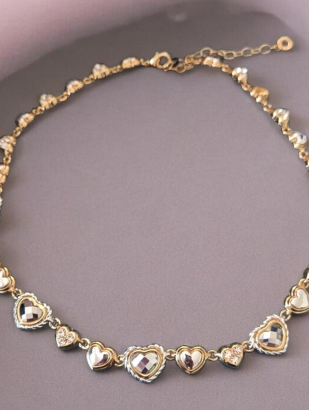 Anne Klein Gold Heart Crystal Necklace